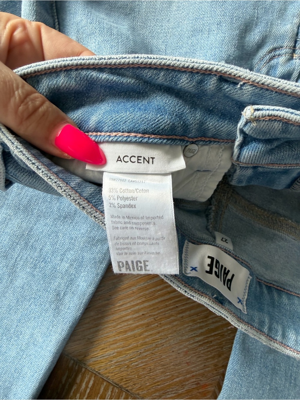 PAIGE Accent High Rise Ankle Straight Jeans Raw Hem Light Wash 27 - Picture 8 of 8